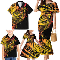 Gradient Marquesas Islands Family Matching Mermaid Dress and Hawaiian Shirt Marquesan Matatiki Hammerhead Shark Patutiki - Polynesian Pride