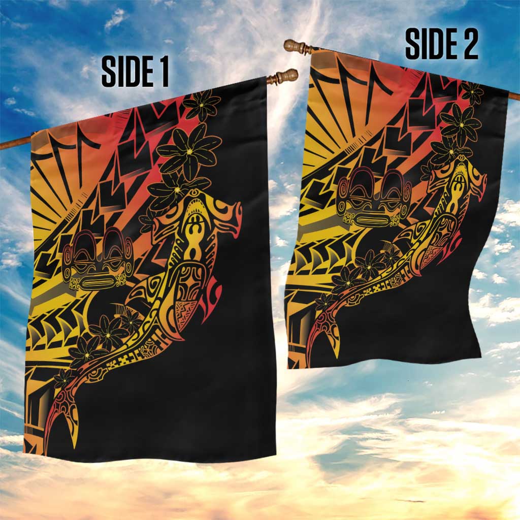 Gradient Marquesas Islands Garden Flag Marquesan Matatiki Hammerhead Shark Patutiki - Polynesian Pride