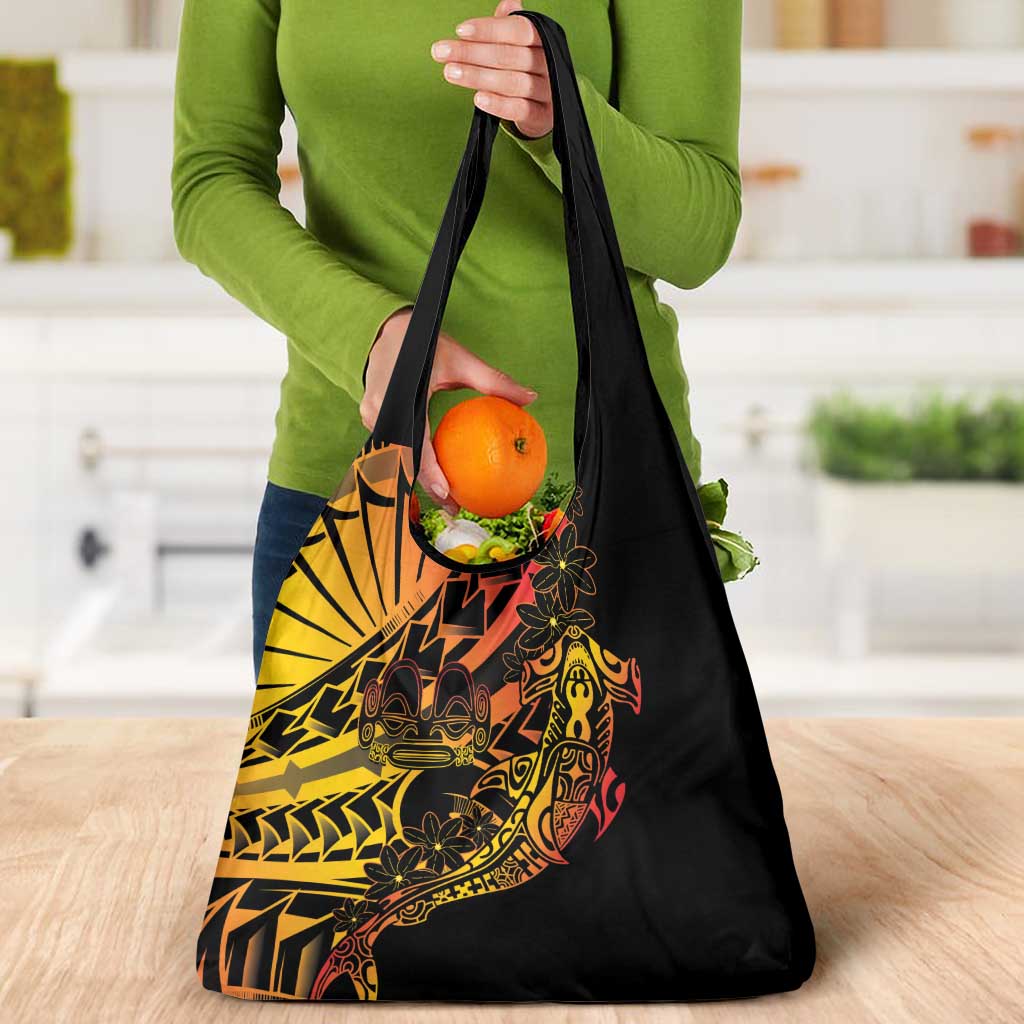 Gradient Marquesas Islands Grocery Bag Marquesan Matatiki Hammerhead Shark Patutiki - Polynesian Pride