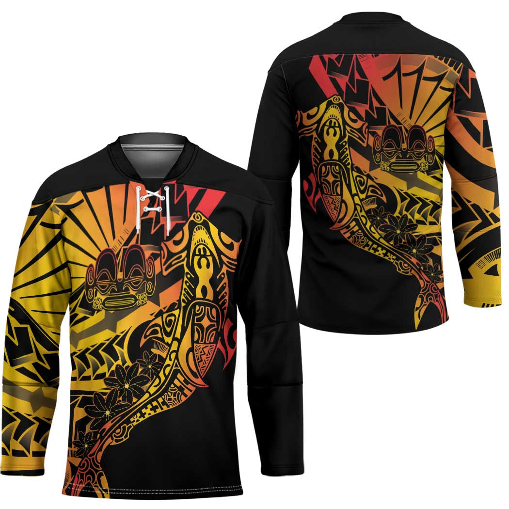 Gradient Marquesas Islands Hockey Jersey Marquesan Matatiki Hammerhead Shark Patutiki - Polynesian Pride