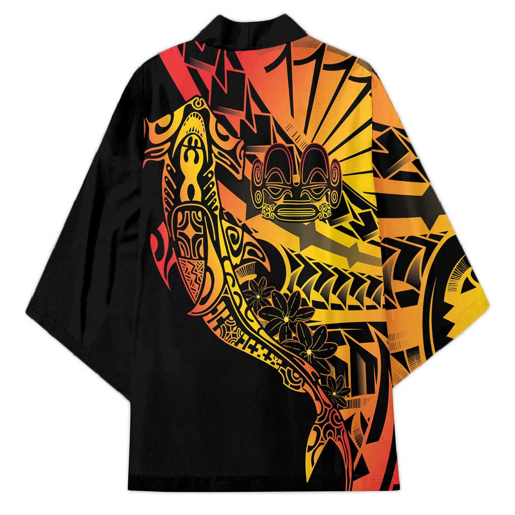 Gradient Marquesas Islands Kimono Marquesan Matatiki Hammerhead Shark Patutiki - Polynesian Pride