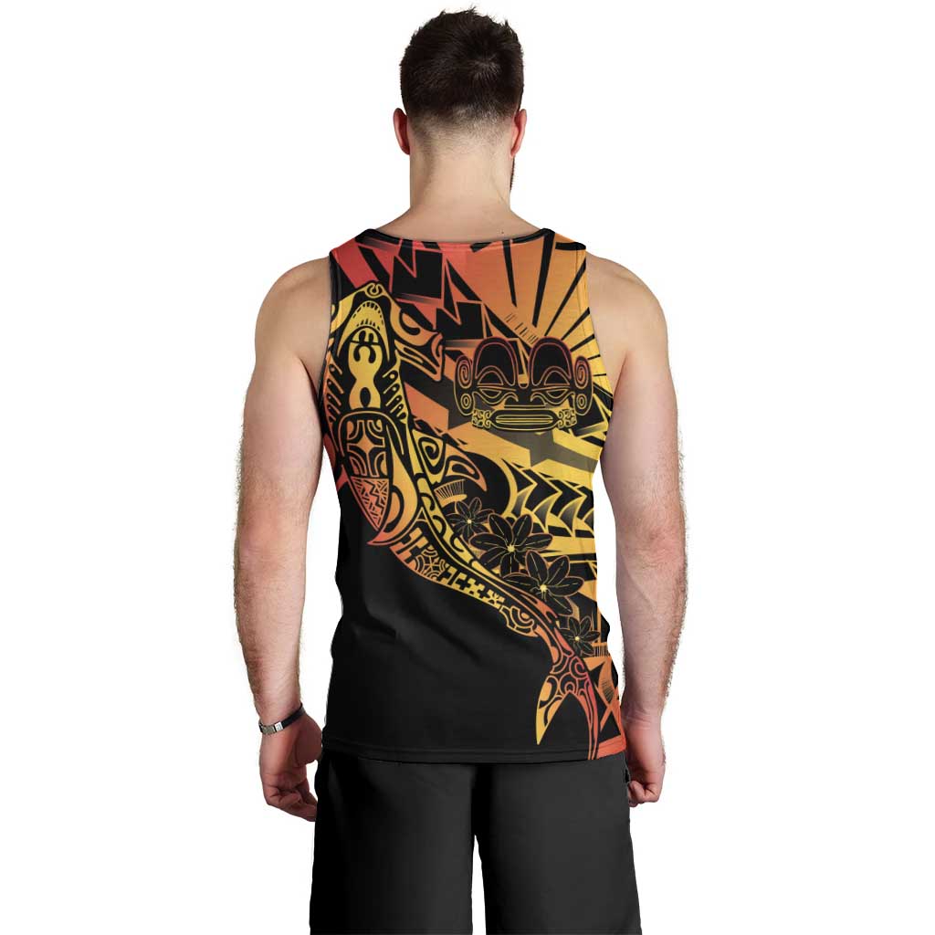 Gradient Marquesas Islands Men Tank Top Marquesan Matatiki Hammerhead Shark Patutiki - Polynesian Pride