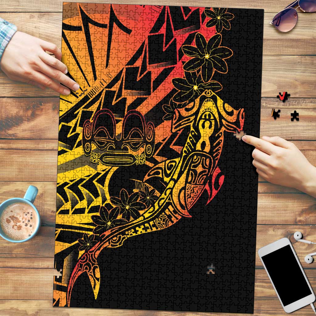 Gradient Marquesas Islands Puzzle Marquesan Matatiki Hammerhead Shark Patutiki - Polynesian Pride