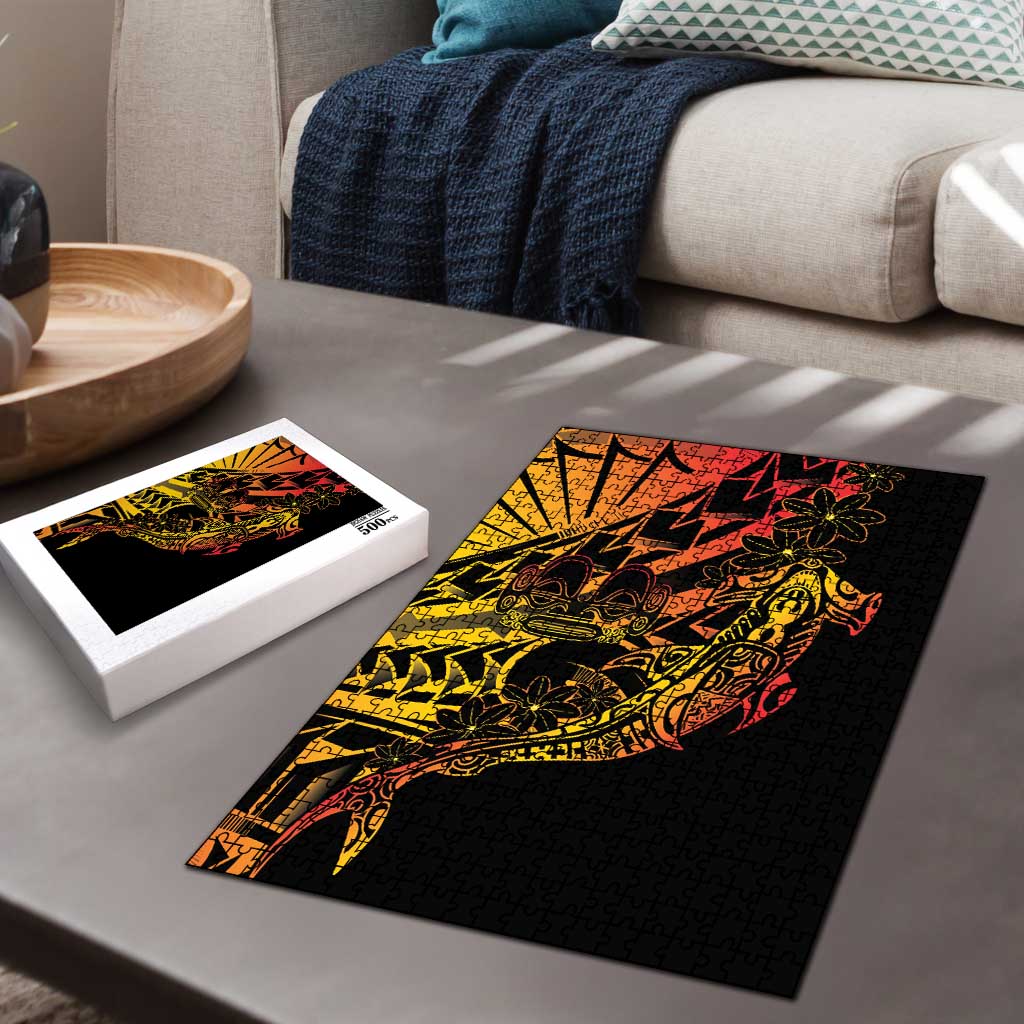 Gradient Marquesas Islands Puzzle Marquesan Matatiki Hammerhead Shark Patutiki - Polynesian Pride