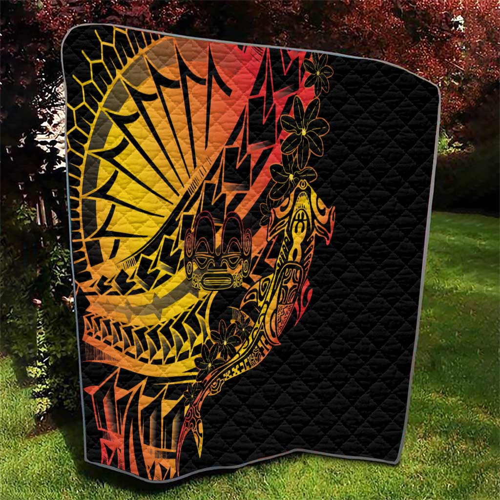 Gradient Marquesas Islands Quilt Marquesan Matatiki Hammerhead Shark Patutiki - Polynesian Pride