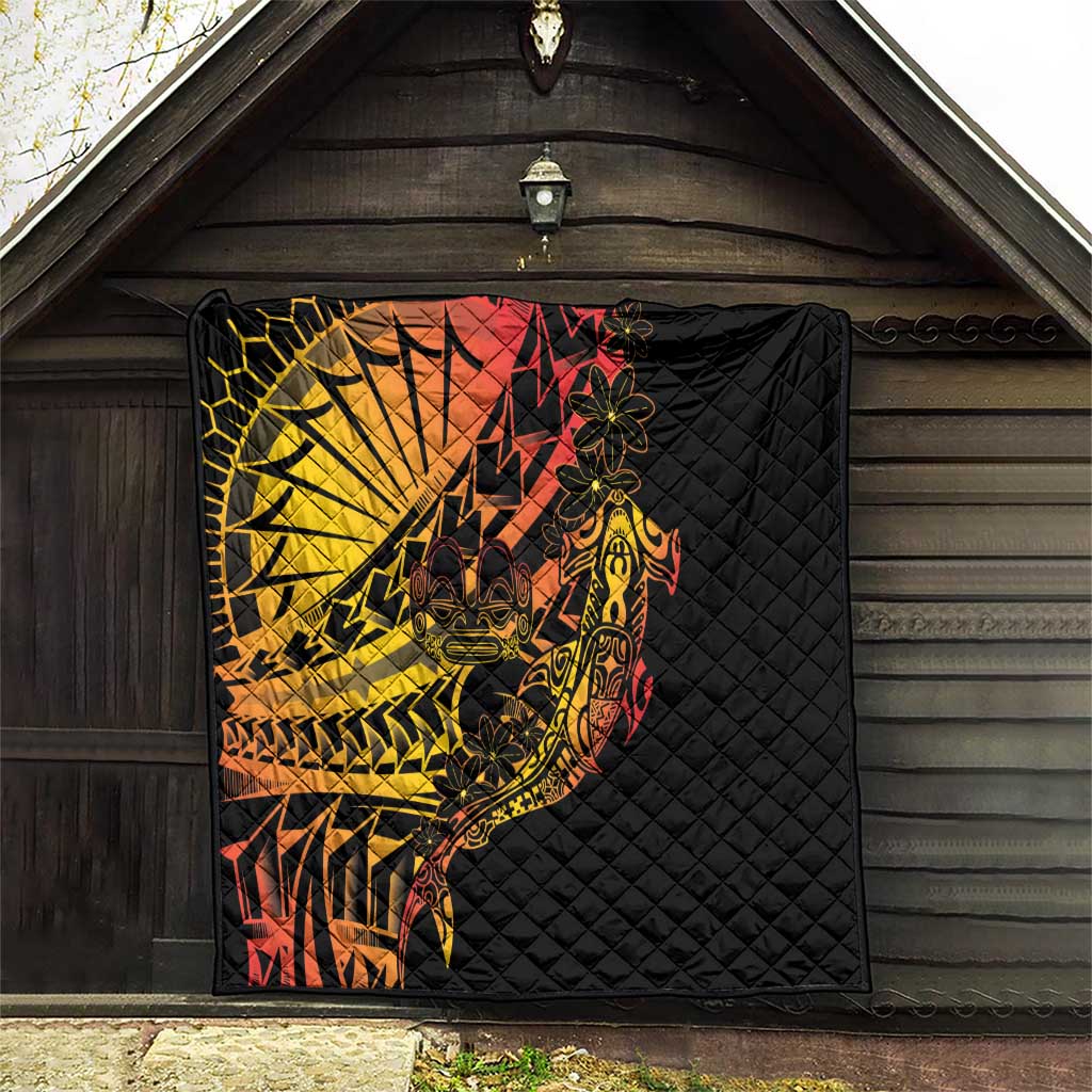 Gradient Marquesas Islands Quilt Marquesan Matatiki Hammerhead Shark Patutiki - Polynesian Pride