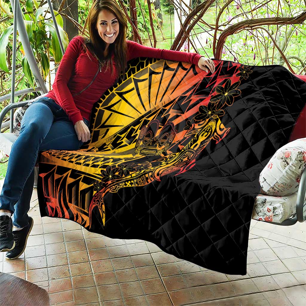 Gradient Marquesas Islands Quilt Marquesan Matatiki Hammerhead Shark Patutiki - Polynesian Pride