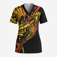 Gradient Marquesas Islands Scrub Top Marquesan Matatiki Hammerhead Shark Patutiki - Polynesian Pride