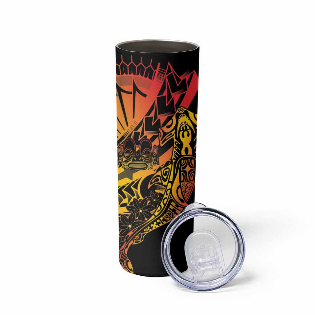 Gradient Marquesas Islands Skinny Tumbler Marquesan Matatiki Hammerhead Shark Patutiki - Polynesian Pride