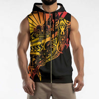 Gradient Marquesas Islands Sleeveless Zip Hoodie Marquesan Matatiki Hammerhead Shark Patutiki - Polynesian Pride