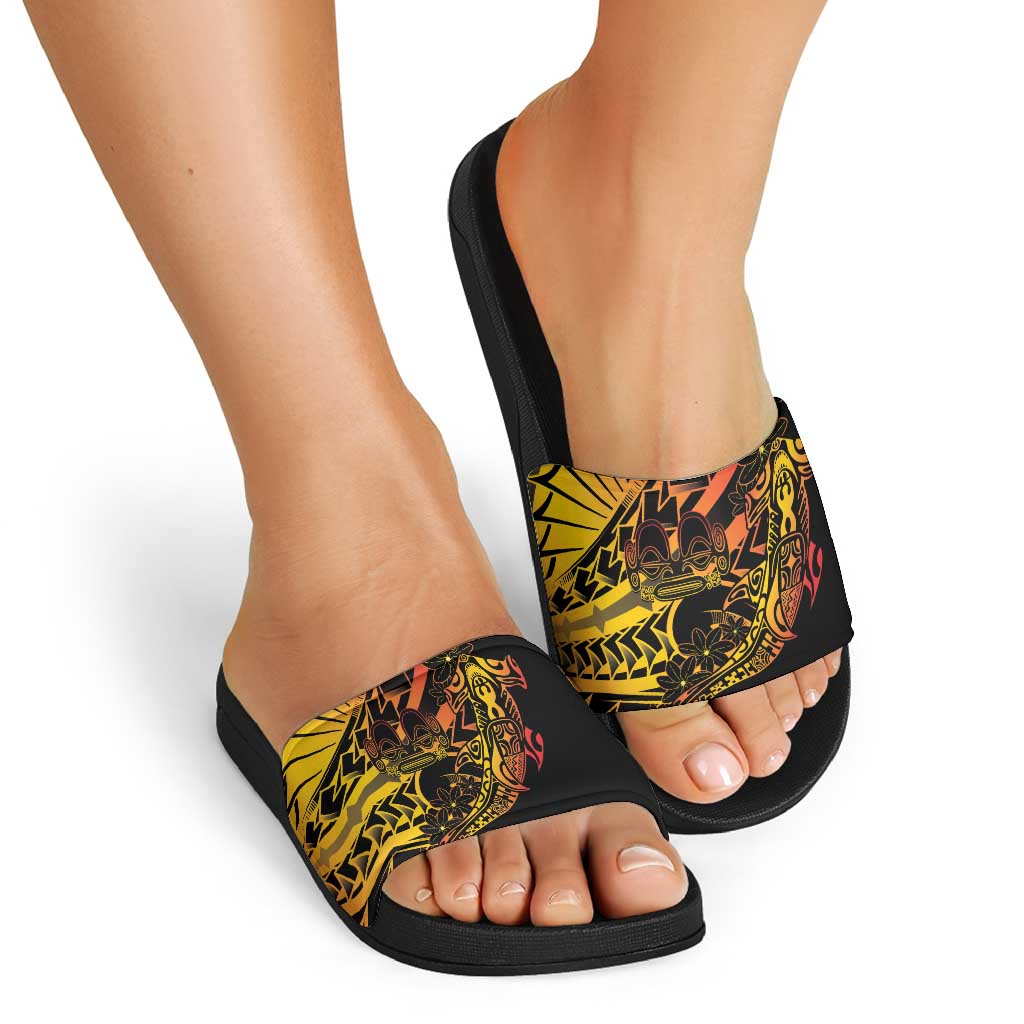 Gradient Marquesas Islands Slide Sandals Marquesan Matatiki Hammerhead Shark Patutiki - Polynesian Pride