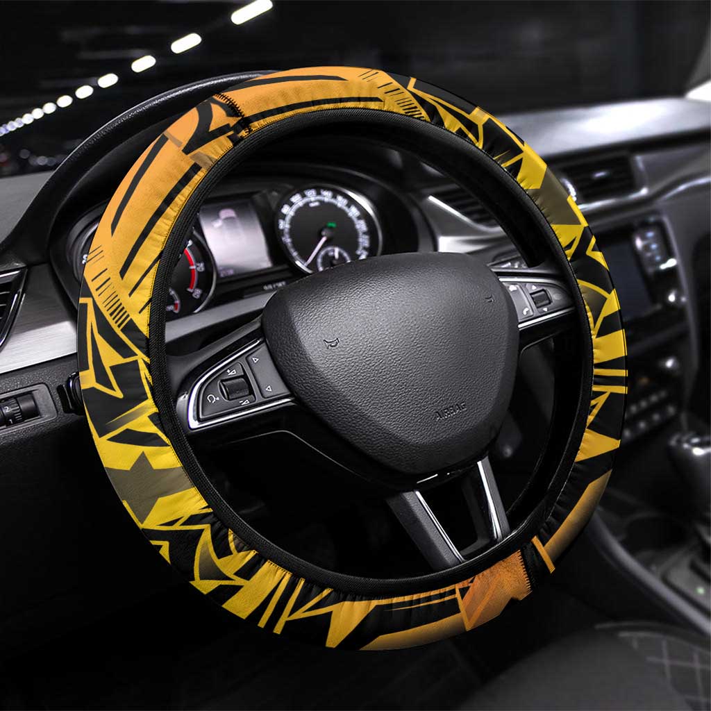 Gradient Marquesas Islands Steering Wheel Cover Marquesan Matatiki Hammerhead Shark Patutiki - Polynesian Pride