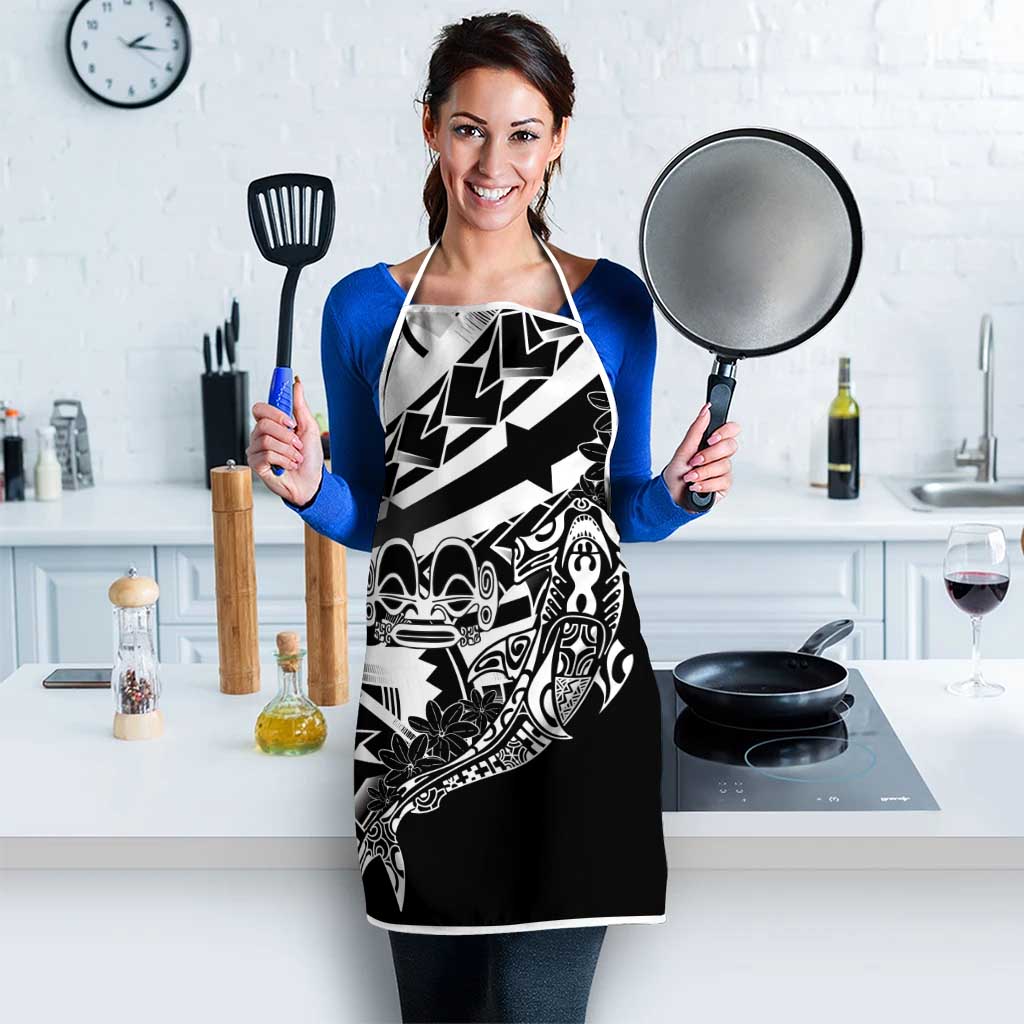 Black White Marquesas Islands Apron Marquesan Matatiki Hammerhead Shark Patutiki - Polynesian Pride