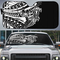 Black White Marquesas Islands Auto Sun Shade Marquesan Matatiki Hammerhead Shark Patutiki - Polynesian Pride