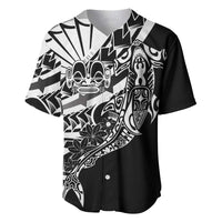 Black White Marquesas Islands Baseball Jersey Marquesan Matatiki Hammerhead Shark Patutiki - Polynesian Pride