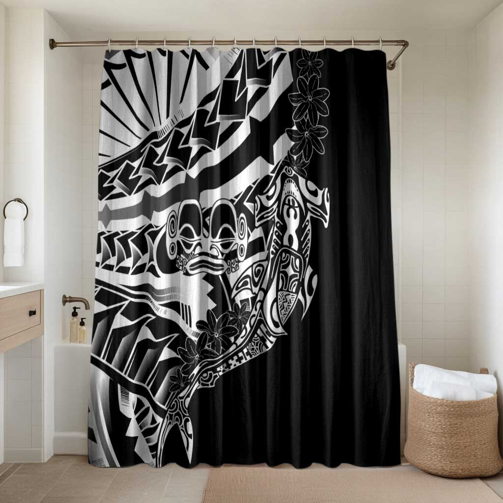 Black White Marquesas Islands Bathroom Set Marquesan Matatiki Hammerhead Shark Patutiki - Polynesian Pride