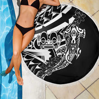 Black White Marquesas Islands Beach Blanket Marquesan Matatiki Hammerhead Shark Patutiki - Polynesian Pride