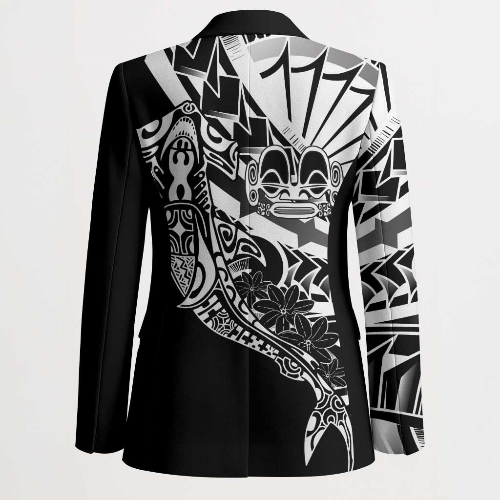 Black White Marquesas Islands Blazer Marquesan Matatiki Hammerhead Shark Patutiki - Polynesian Pride