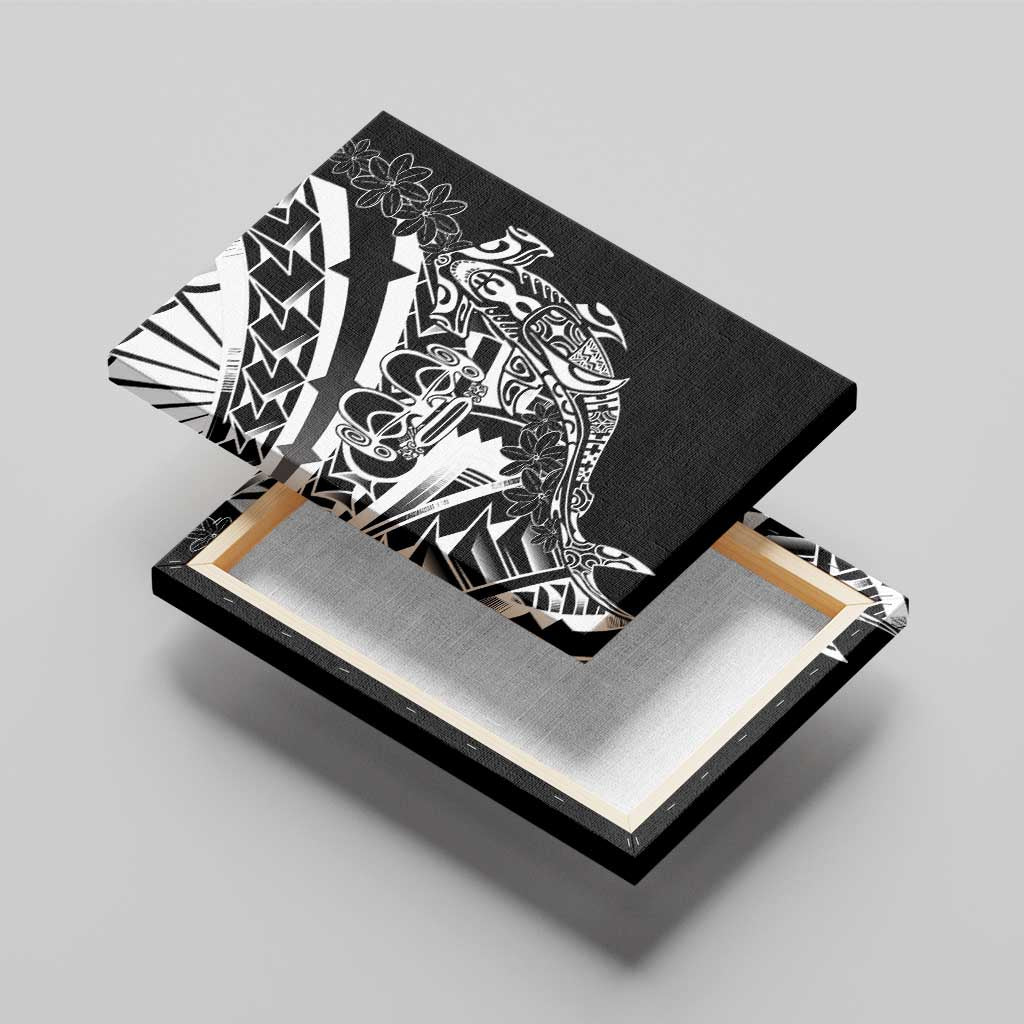 Black White Marquesas Islands Canvas Wall Art Marquesan Matatiki Hammerhead Shark Patutiki - Polynesian Pride