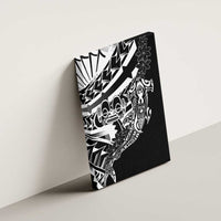 Black White Marquesas Islands Canvas Wall Art Marquesan Matatiki Hammerhead Shark Patutiki - Polynesian Pride