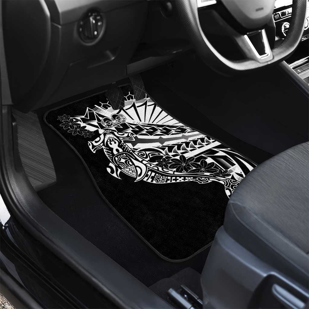 Black White Marquesas Islands Car Mats Marquesan Matatiki Hammerhead Shark Patutiki - Polynesian Pride