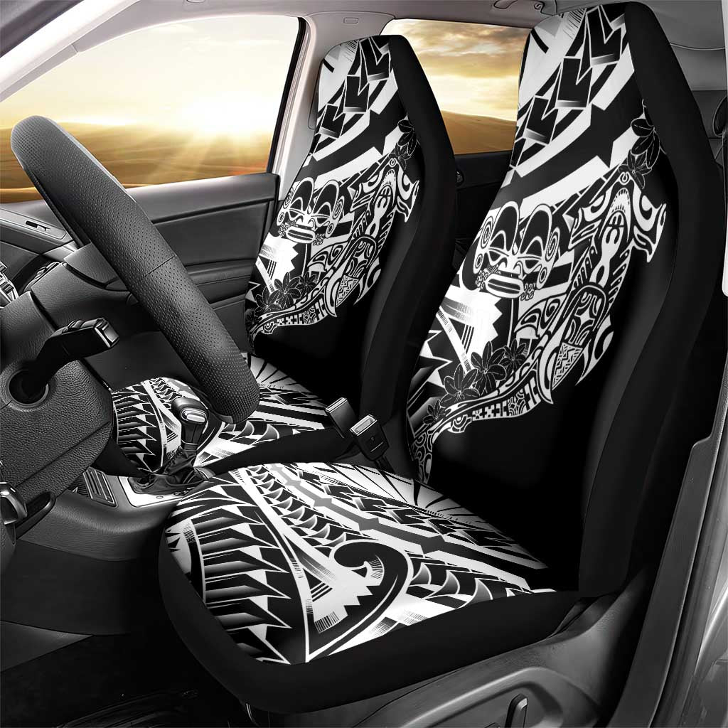 Black White Marquesas Islands Car Seat Cover Marquesan Matatiki Hammerhead Shark Patutiki - Polynesian Pride