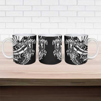 Black White Marquesas Islands Ceramic Mug Marquesan Matatiki Hammerhead Shark Patutiki - Polynesian Pride