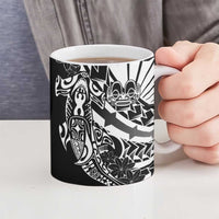 Black White Marquesas Islands Ceramic Mug Marquesan Matatiki Hammerhead Shark Patutiki - Polynesian Pride