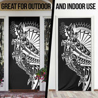 Black White Marquesas Islands Door Cover Marquesan Matatiki Hammerhead Shark Patutiki - Polynesian Pride