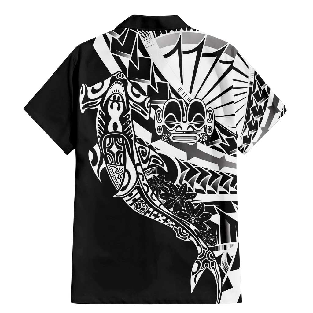 Black White Marquesas Islands Family Matching Mermaid Dress and Hawaiian Shirt Marquesan Matatiki Hammerhead Shark Patutiki - Polynesian Pride