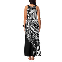 Black White Marquesas Islands Family Matching Tank Maxi Dress and Hawaiian Shirt Marquesan Matatiki Hammerhead Shark Patutiki - Polynesian Pride