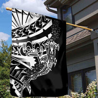 Black White Marquesas Islands Garden Flag Marquesan Matatiki Hammerhead Shark Patutiki - Polynesian Pride