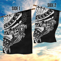Black White Marquesas Islands Garden Flag Marquesan Matatiki Hammerhead Shark Patutiki - Polynesian Pride
