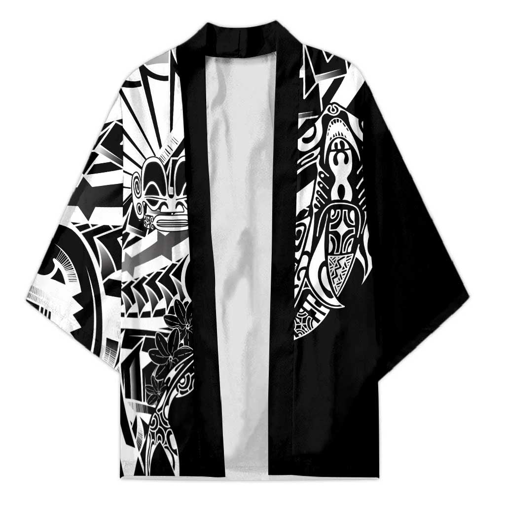 Black White Marquesas Islands Kimono Marquesan Matatiki Hammerhead Shark Patutiki - Polynesian Pride