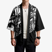 Black White Marquesas Islands Kimono Marquesan Matatiki Hammerhead Shark Patutiki - Polynesian Pride