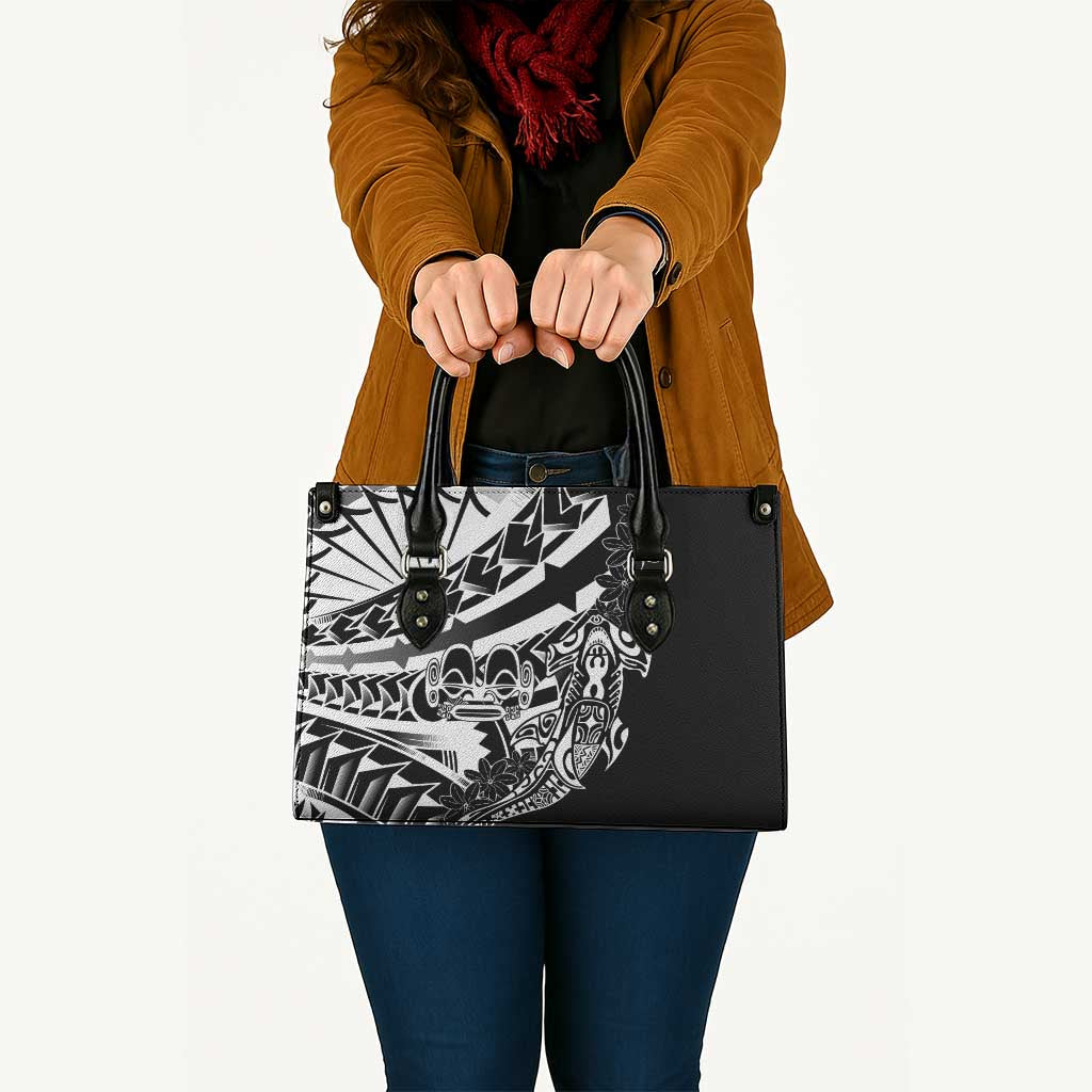 Black White Marquesas Islands Leather Bag Marquesan Matatiki Hammerhead Shark Patutiki - Polynesian Pride