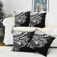 Black White Marquesas Islands Pillow Cover Marquesan Matatiki Hammerhead Shark Patutiki - Polynesian Pride