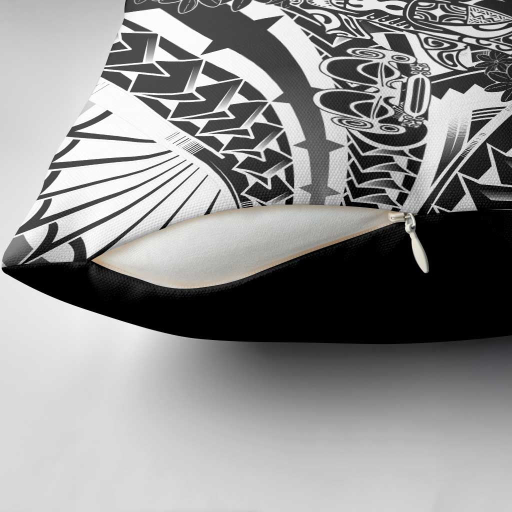 Black White Marquesas Islands Pillow Cover Marquesan Matatiki Hammerhead Shark Patutiki - Polynesian Pride