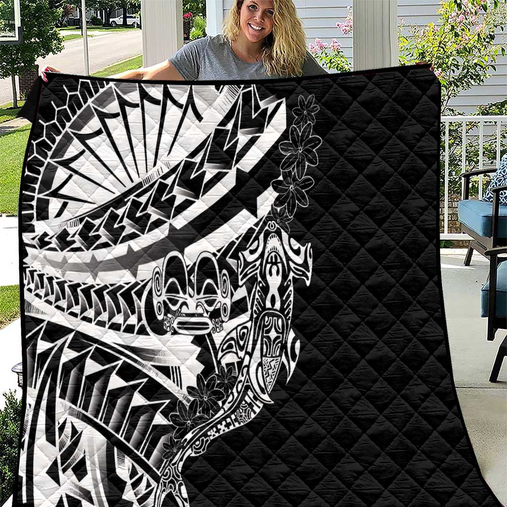 Black White Marquesas Islands Quilt Marquesan Matatiki Hammerhead Shark Patutiki - Polynesian Pride