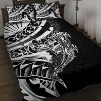 Black White Marquesas Islands Quilt Bed Set Marquesan Matatiki Hammerhead Shark Patutiki - Polynesian Pride