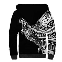 Black White Marquesas Islands Sherpa Hoodie Marquesan Matatiki Hammerhead Shark Patutiki - Polynesian Pride