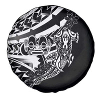 Black White Marquesas Islands Spare Tire Cover Marquesan Matatiki Hammerhead Shark Patutiki - Polynesian Pride