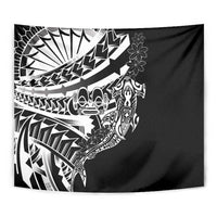 Black White Marquesas Islands Tapestry Marquesan Matatiki Hammerhead Shark Patutiki - Polynesian Pride