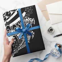 Black White Marquesas Islands Wrapping Paper Marquesan Matatiki Hammerhead Shark Patutiki - Polynesian Pride