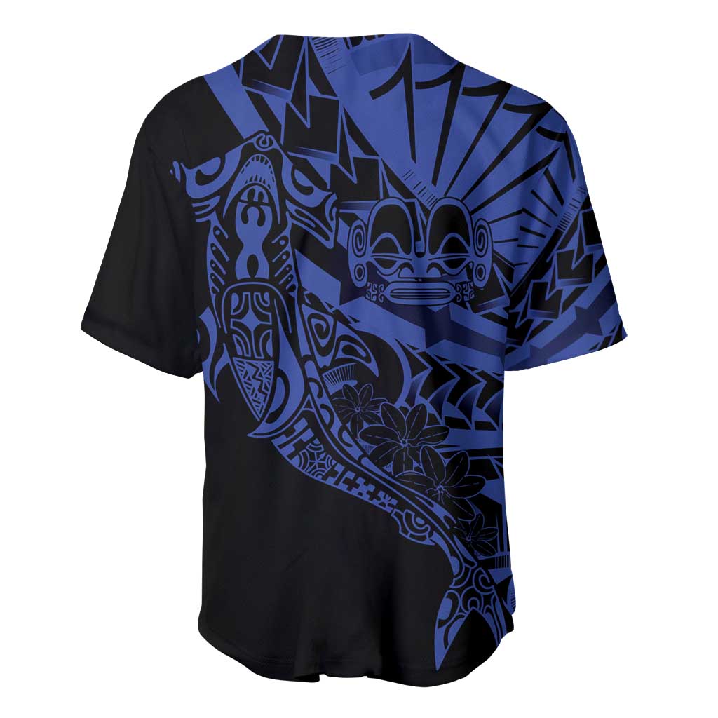 Blue Marquesas Islands Baseball Jersey Marquesan Matatiki Hammerhead Shark Patutiki - Polynesian Pride