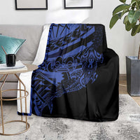 Blue Marquesas Islands Blanket Marquesan Matatiki Hammerhead Shark Patutiki - Polynesian Pride