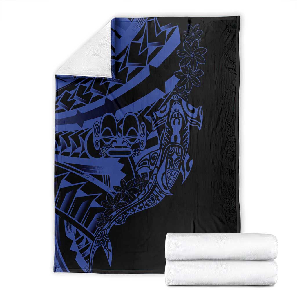 Blue Marquesas Islands Blanket Marquesan Matatiki Hammerhead Shark Patutiki - Polynesian Pride