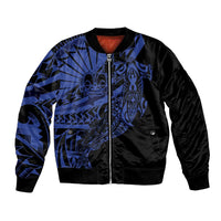 Blue Marquesas Islands Bomber Jacket Marquesan Matatiki Hammerhead Shark Patutiki - Polynesian Pride