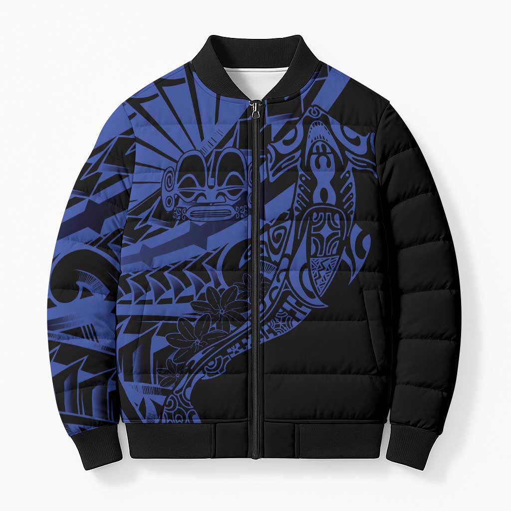 Blue Marquesas Islands Bomber Puffer Jacket Marquesan Matatiki Hammerhead Shark Patutiki - Polynesian Pride