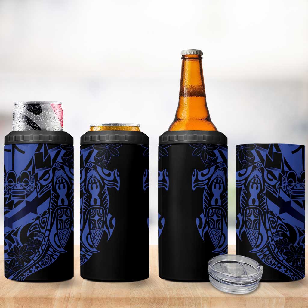 Blue Marquesas Islands 4 in 1 Can Cooler Tumbler Marquesan Matatiki Hammerhead Shark Patutiki - Polynesian Pride